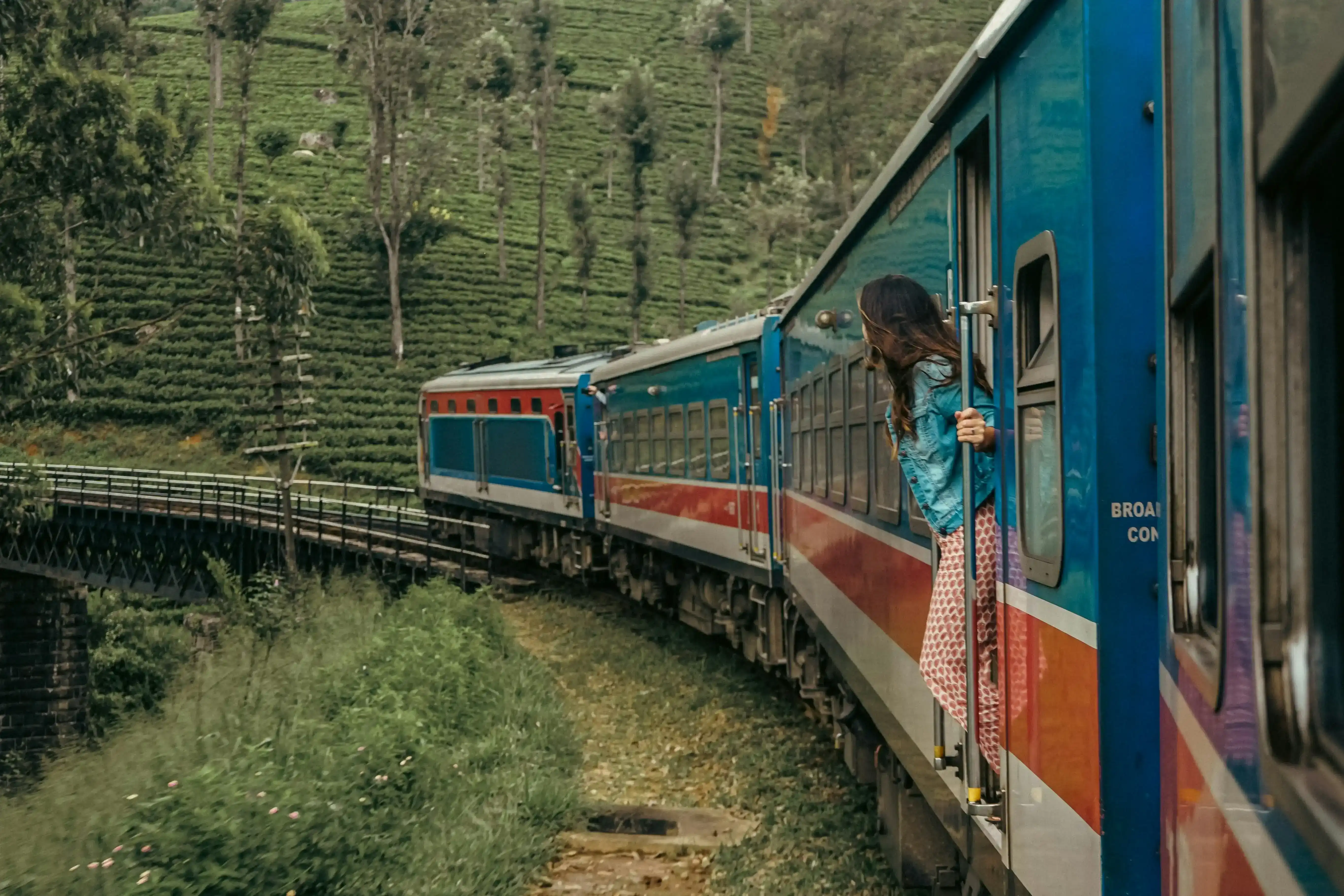 Train travelling in Ella, Sri Lanka